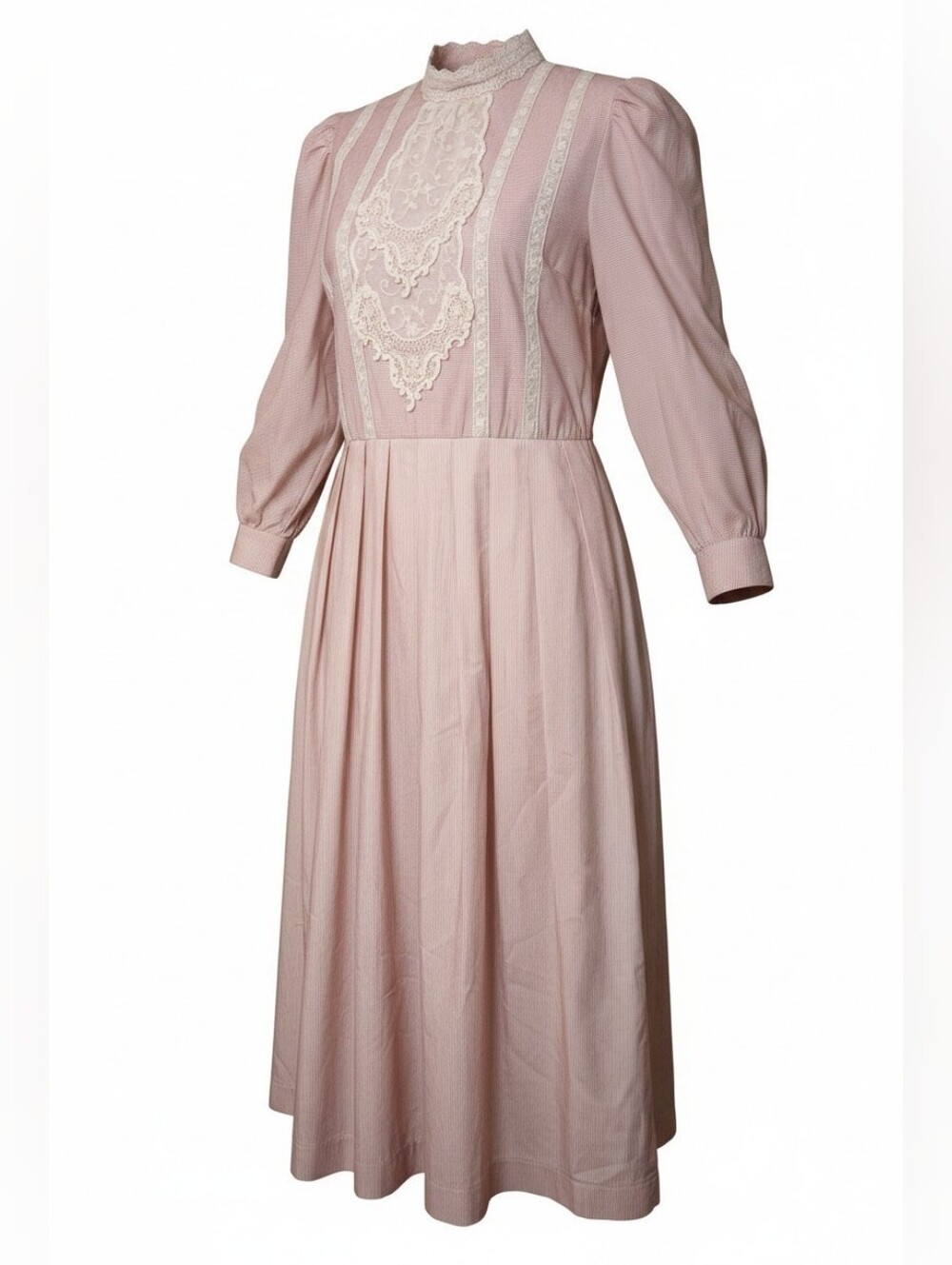 Donna Morgan for NSP Victorian Revival cottagecore midi dress bib lace size 9/10